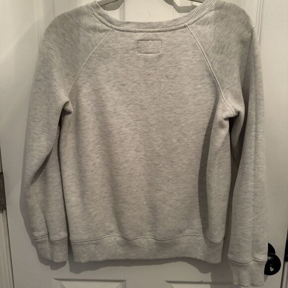 American Eagle Sweater Womens Medium Gray Sweatshirt Melt My Heart Logo Sequin M - Picture 2 of 7